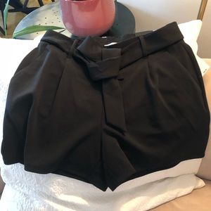 Black high waisted tie shorts